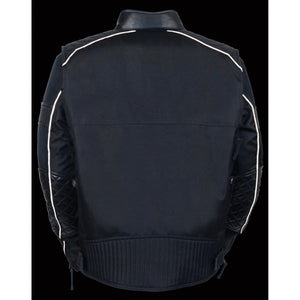 Men's Textile Scooter Jacket w/ Leather Trim and Snap Collar