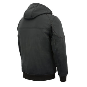 Mens Soft Shell Heated Racing Style Jacket w/ Detachable Hood