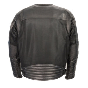 Men's Leather & Mesh Racer Jacket w/ Removable Rain Jacket Liner