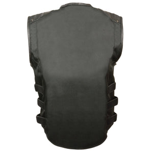 Men's Zipper Front Assault Leather/Textile Vest