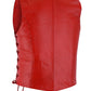 Red Leather Vest - Women motorcycle Club Vest with Gun Pockets for Riders, Easy Biker Patch Sew