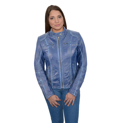 Women's Sheepskin Scuba Style Moto Jacket