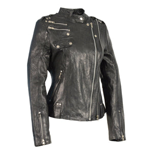 Woman's Double Zipper Asymmetrical Moto Jacket