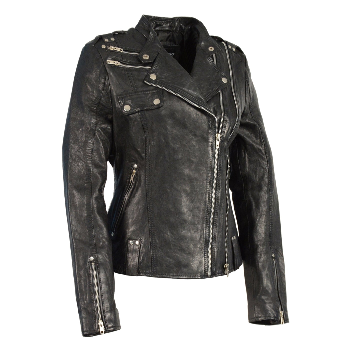 Woman's Double Zipper Asymmetrical Moto Jacket