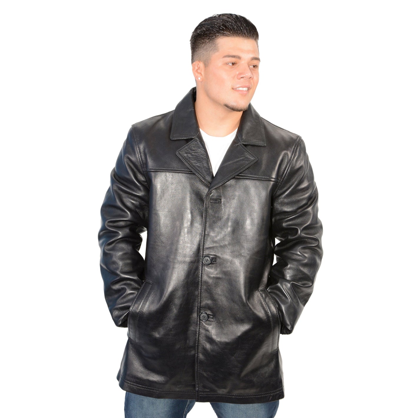 Men's classic four button front car coat