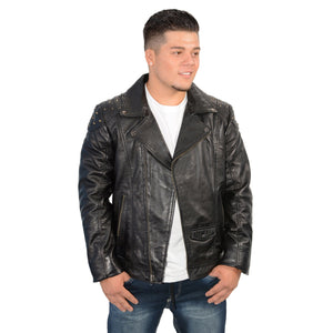 Men's m/c look jacket with shoulder studding