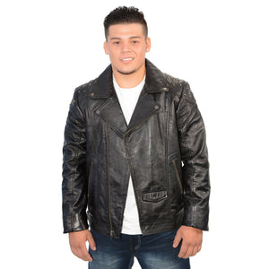 Men's m/c look jacket with shoulder studding