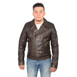 Men's m/c look jacket with shoulder studding