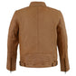 Men's Stand Up Collar Leather Jacket w/ Side Buckles & Lower Back Padding