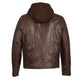 Men's Zipper Front Leather Jacket w/ Removable Hood