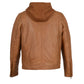 Men's Zipper Front Leather Jacket w/ Removable Hood