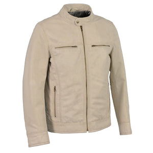 Men's Classic Moto Leather Jacket w/ Zipper Front