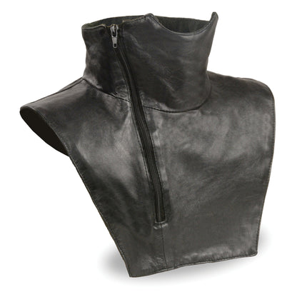 Unisex Premium Leather Neck Warmer w/ Zipper Closure, Fleece Liner