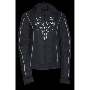 Ladies 3/4 Textile Jacket w/ Reflective Tribal Detail