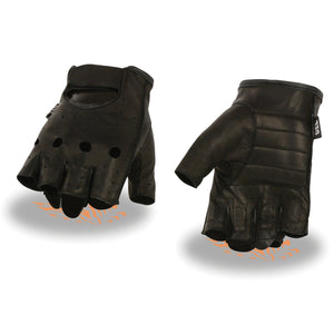 Men's Leather Fingerless Gloves w/ Gel Palm