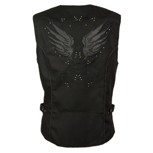 Ladies Textile Snap Front Vest w/ Wing  Embroidery