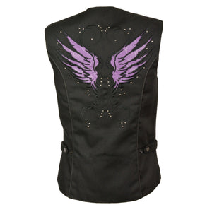 Ladies Textile Snap Front Vest w/ Wing  Embroidery