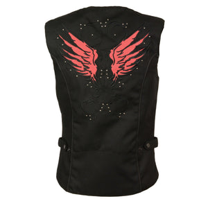 Ladies Textile Snap Front Vest w/ Wing  Embroidery