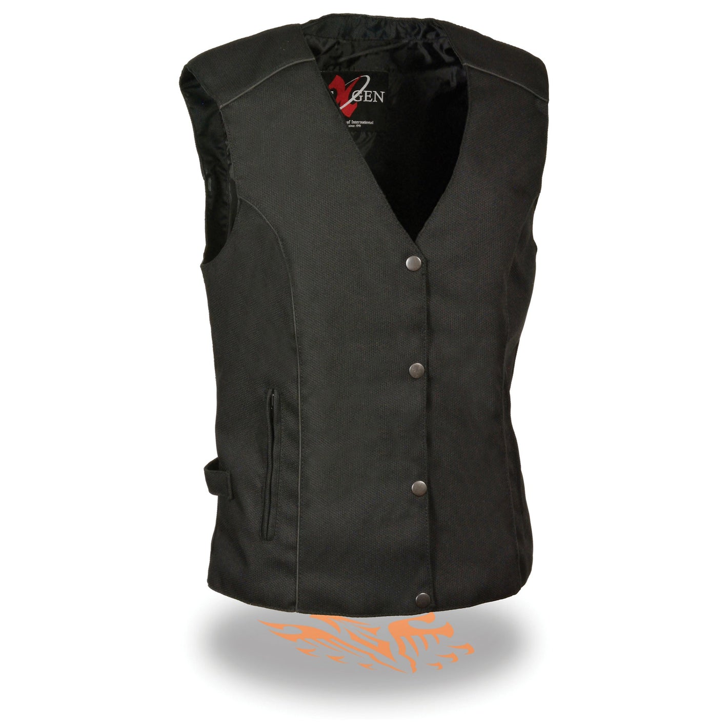 Ladies Textile Snap Front Vest w/ Wing  Embroidery