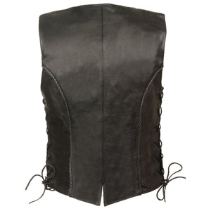 Ladies Snap Front Vest w/ Thin Braid