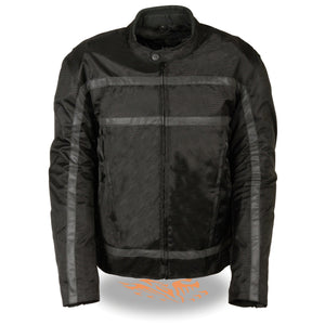 Men's Textile Racer Jacket w/ Reflective Stripes