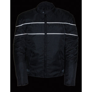 Men's Scooter Style Textile Jacket w/ Reflective Stripes TALL