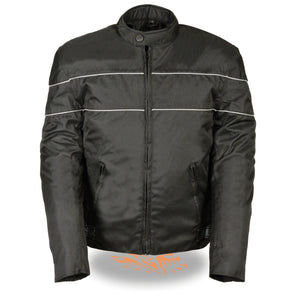 Men's Scooter Style Textile Jacket w/ Reflective Stripes TALL