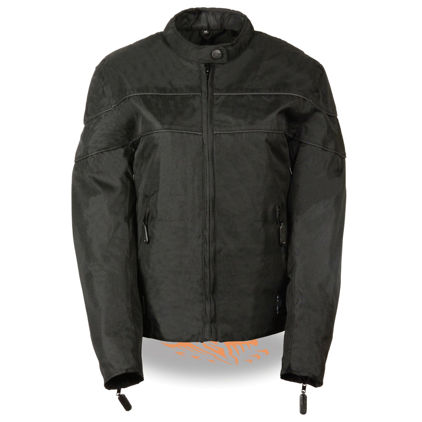 Ladies Lightweight Black Textile Jacket w/ Stretch & Reflective Piping