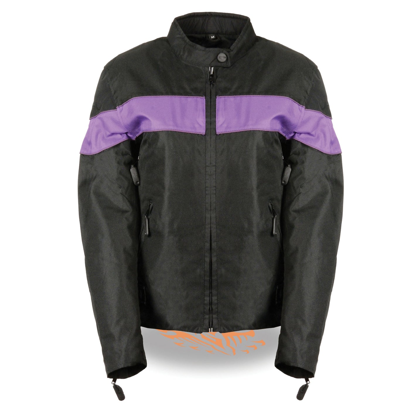 Ladies Lightweight Black Textile Jacket w/ Stretch & Reflective Piping