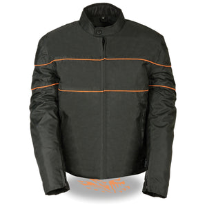 Men's Scooter Style Textile Jacket w/ Orange Stripes