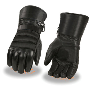 Men's Leather Gauntlet Gloves w/ Rain Mitton, Suede Palm