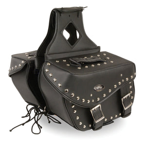 Medium Zip-Off PVC Studded Throw Over Saddle Bag (13X10X6X19)