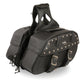 Zip-Off PVC Studded Throw Over Rounded Saddle Bag (15X10X6X18)