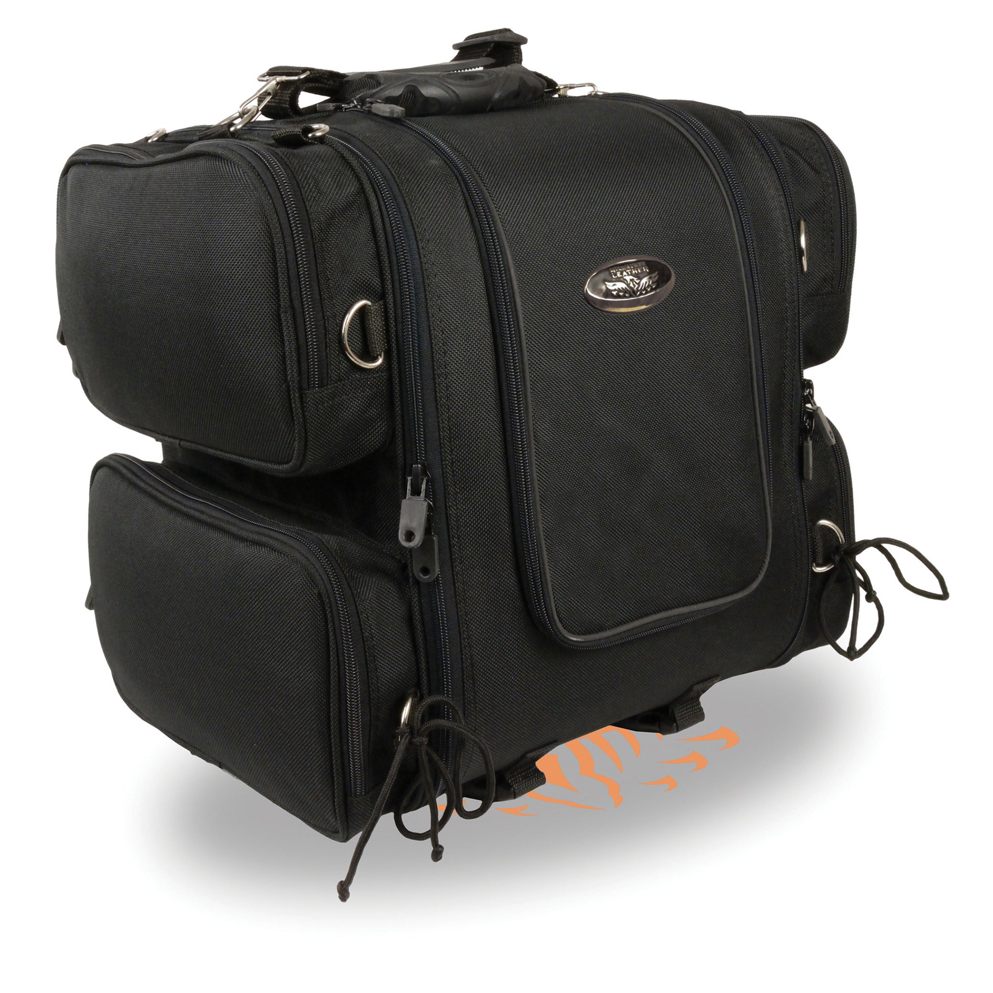 Medium Nylon Ultra Touring Sissy Bar Bag w/ Reflective Piping (17X17X12) 