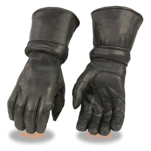 Men's Leather Gauntlet Gloves w/ Zip Off Cuff, Gel Palm