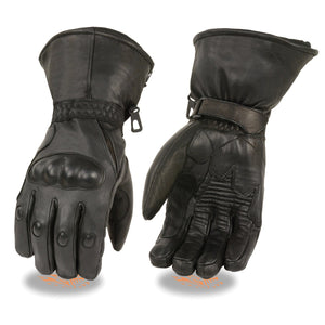 Men's Waterproof Gauntlet Gloves w/ Hard Knuckles, Gel Palm