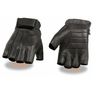 Men's Perforated Deerskin Fingerless Gloves w/ Gel Palm