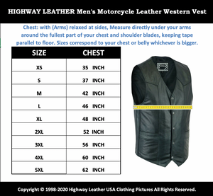 Men's Classic Snap Front with Ammo pockets Biker Leather Vest