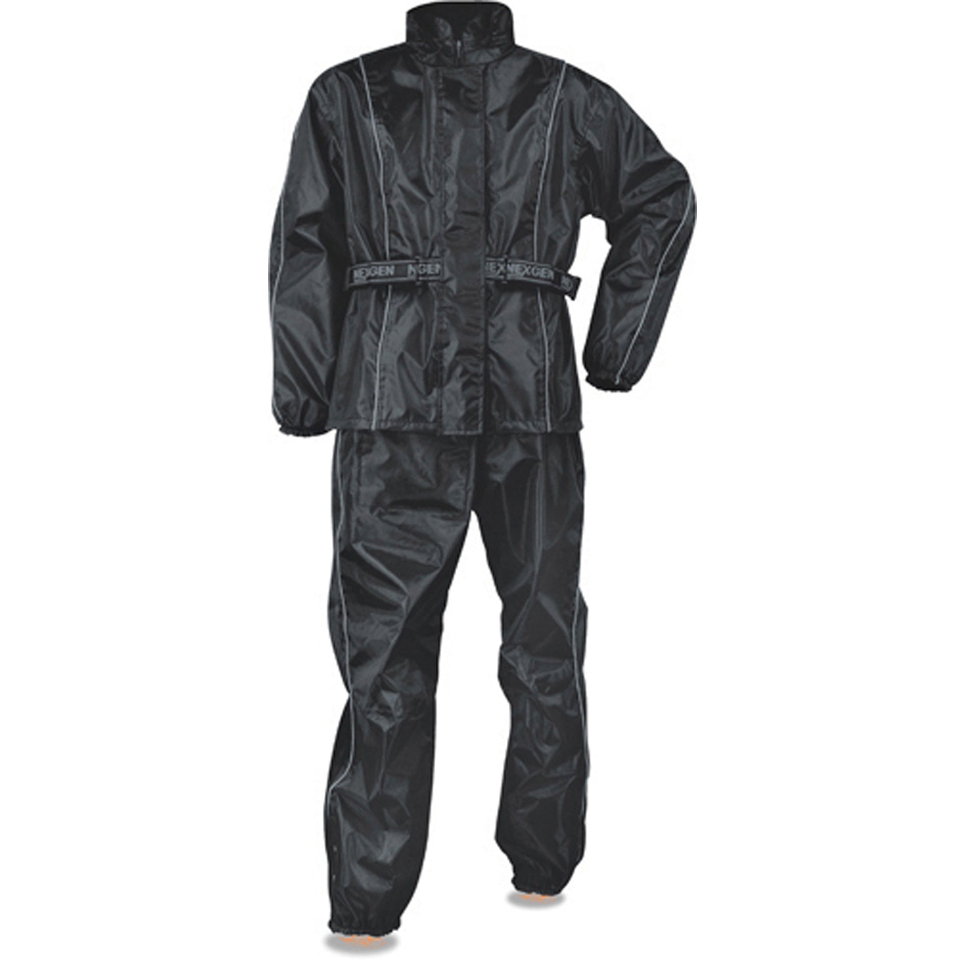 Men's Black Rain Suit Oxford Nylon Lightweight & Water Resistant