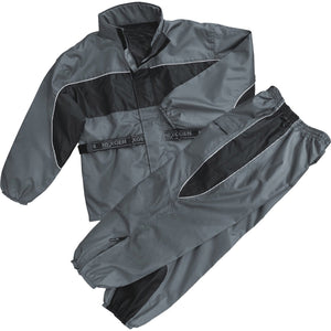 Men's Black & Gray Rain Suit Water Resistant w/ Reflective Piping