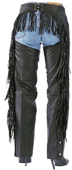 Hip tassel leather motorcycle chap