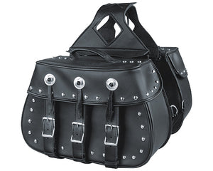 Concho design studded saddle bag (3) strap