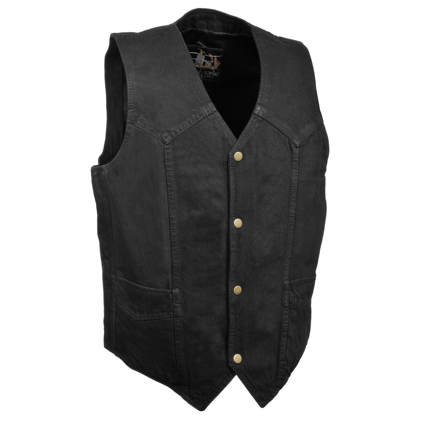 Men's Classic Snap Front Denim Biker Vest