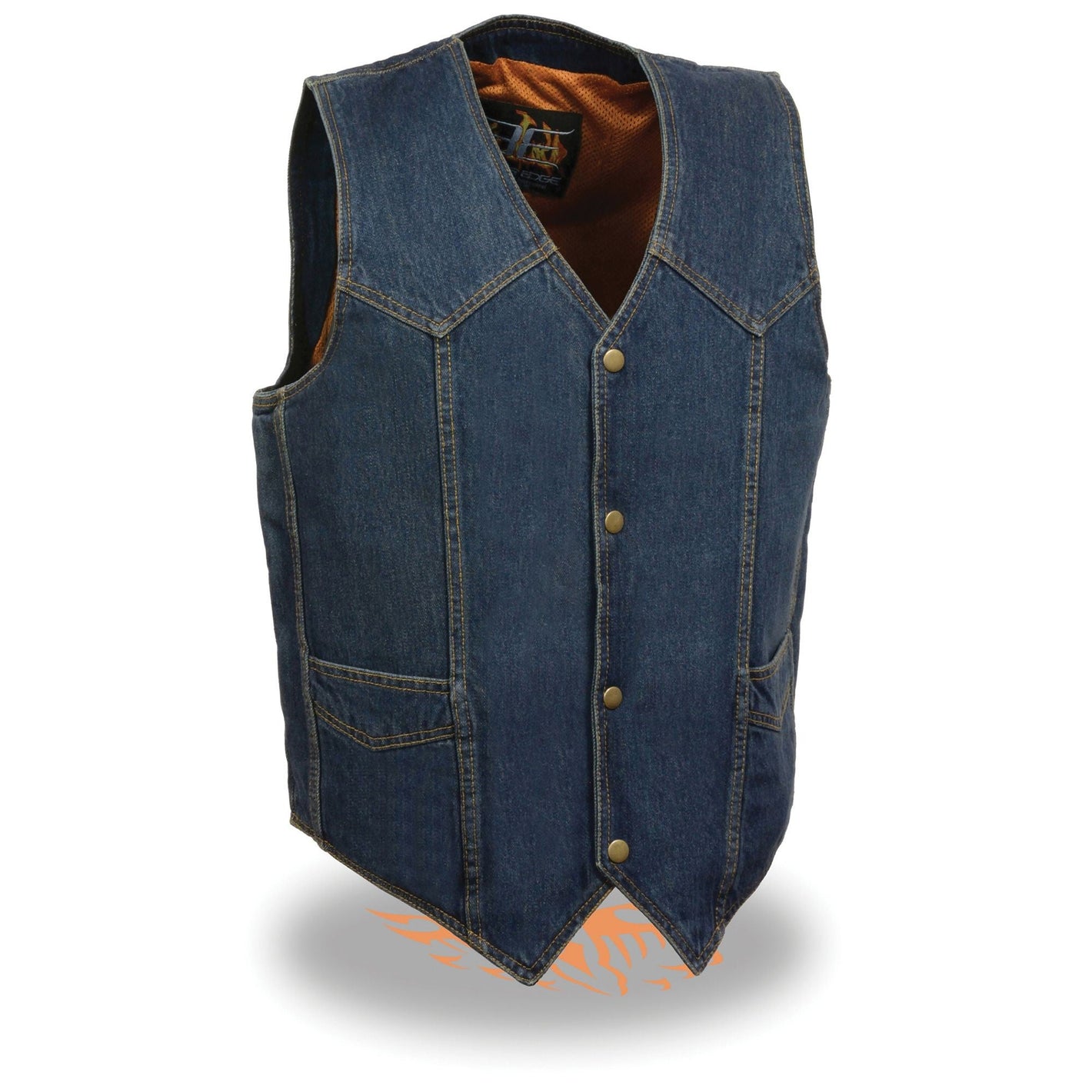 Men's Classic Snap Front Denim Biker Vest