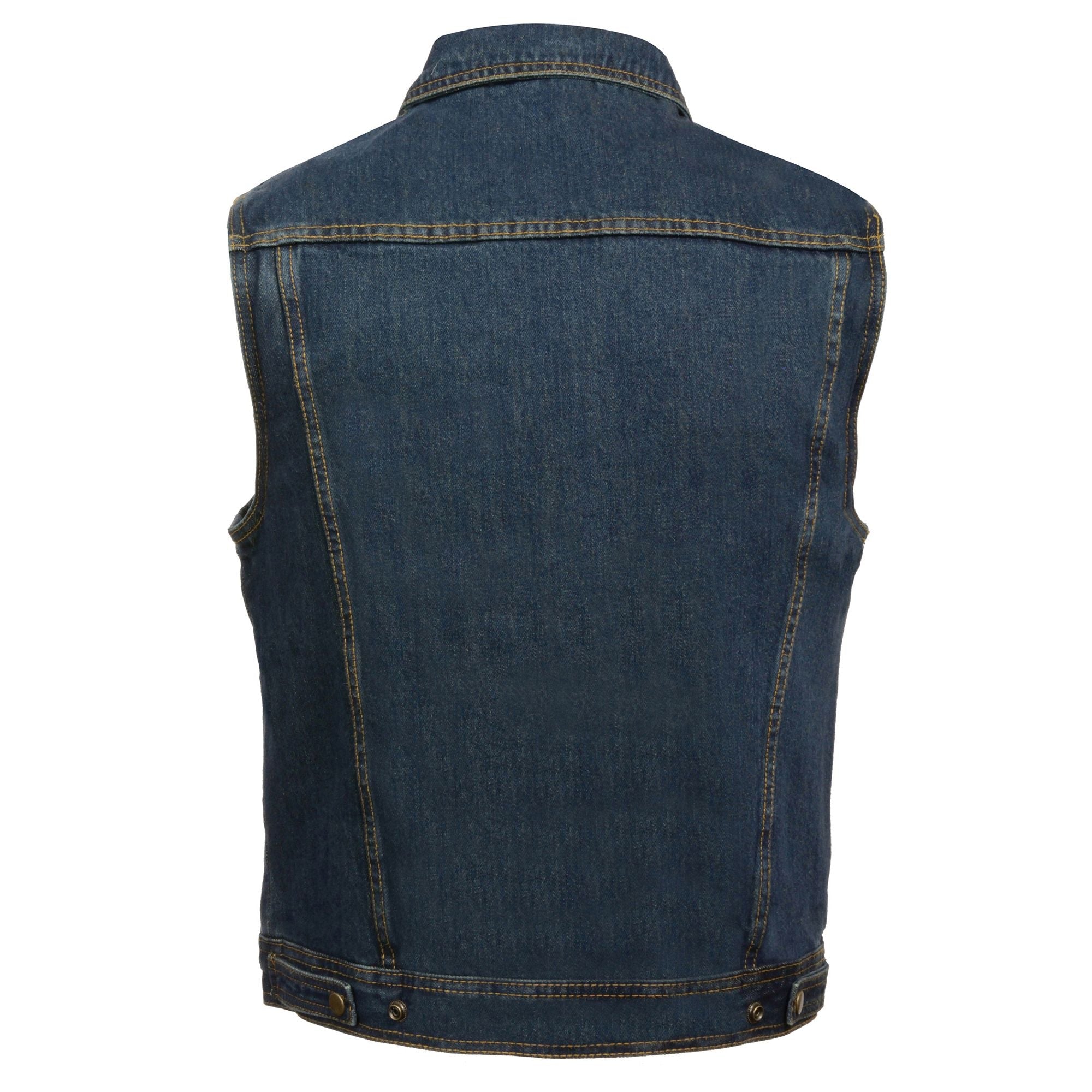 Highwayleather Men's Blue Denim Biker Vest – SOA Outlaw Edition, Sizes S-5XL