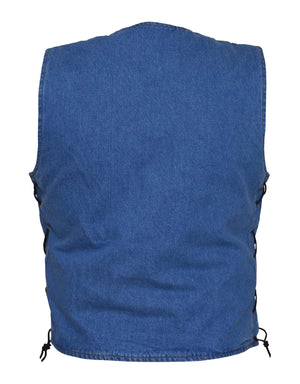 Men's Blue Denim Motorcycle Vest