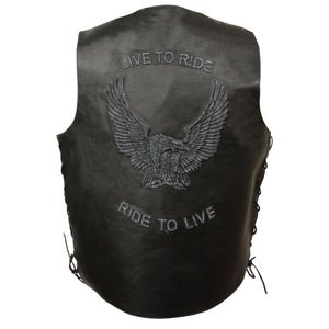 Men's Side Lace Live to Ride Vest w/ Flying Eagle