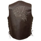 Men's Side Lace Leather Vest w/ Indian Head