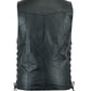 Men Basic Motorcycle Leather Vest side lace with Conceal Carry Gun pockets on both sides