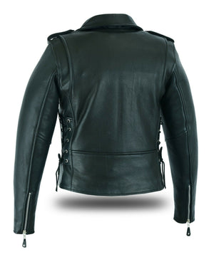 Women's Full Length Motorcycle Jacket with Side Lace